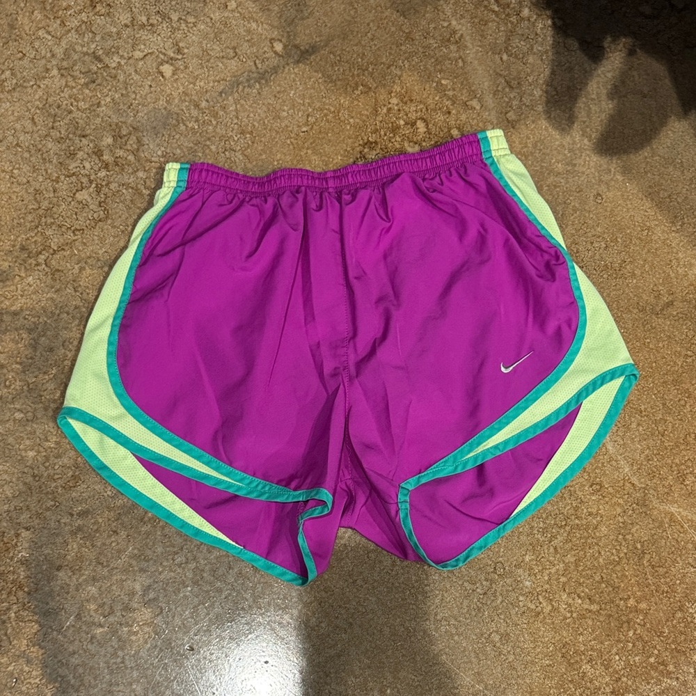 Nike Purple and Green Athletic Shorts